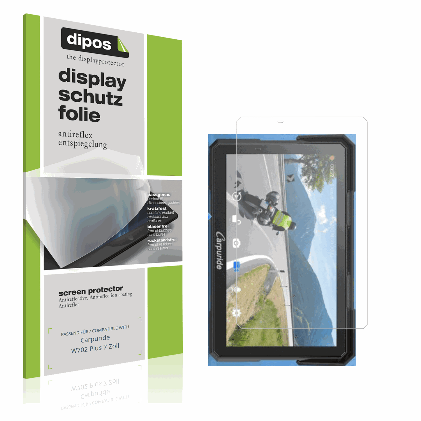 Matte Displayschutzfolie von dipos passend für Carpuride W702 Plus 7 Zoll, präziser Zuschnitt und blasenfrei montiert
