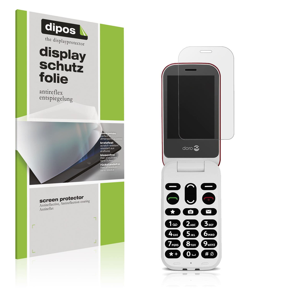 Matte Displayschutzfolie von dipos passend für Doro 6040, präziser Zuschnitt und blasenfrei montiert