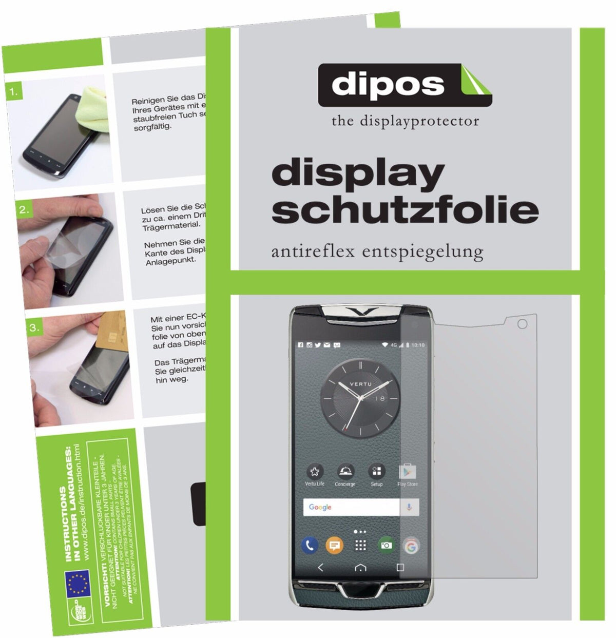 Matte Displayschutzfolie von dipos passend für Vertu Constellation (2017), präziser Zuschnitt und blasenfrei montiert