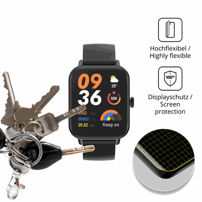 dipos Displayschutz für Sector Smartwatch S-07, transparente Oberfläche, perfekte Passform auch für die Rundungen
