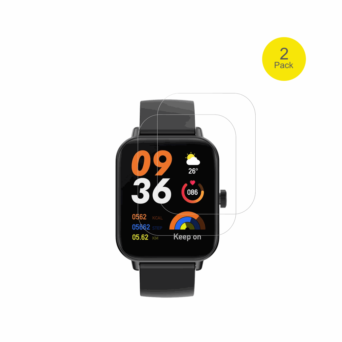 SectorSmartwatch S-07 mit aufgebrachter dipos Displayschutzfolie, glasklare Darstellung ohne Einschränkungen