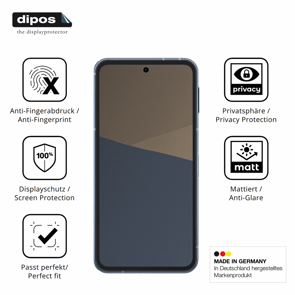 Privatsphäre-Schutz durch Sichtschutz-Folie passend zugeschnitten für sharpaquos sense 10