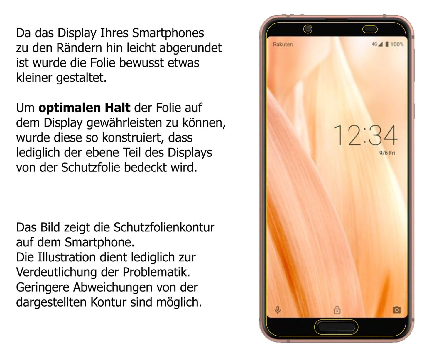 Schutzfolie mit optimaler Passform, zur Verwendung mit Hüllen geeignet