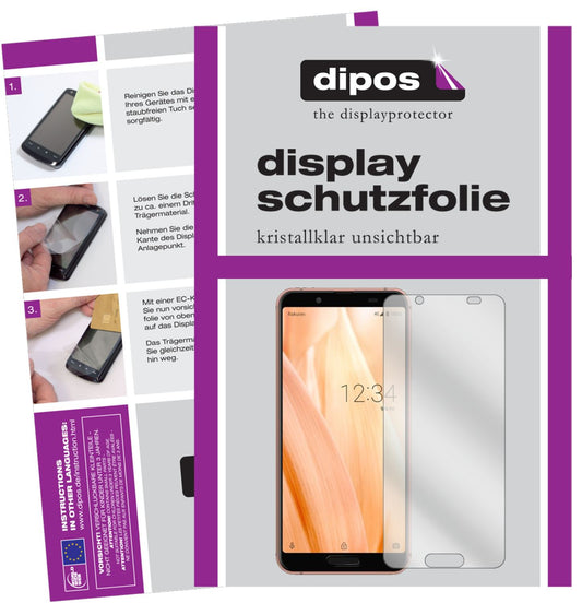 Klare Displayschutzfolie von dipos passend für Sharp Aquos Sense3, präziser Zuschnitt und blasenfrei montiert