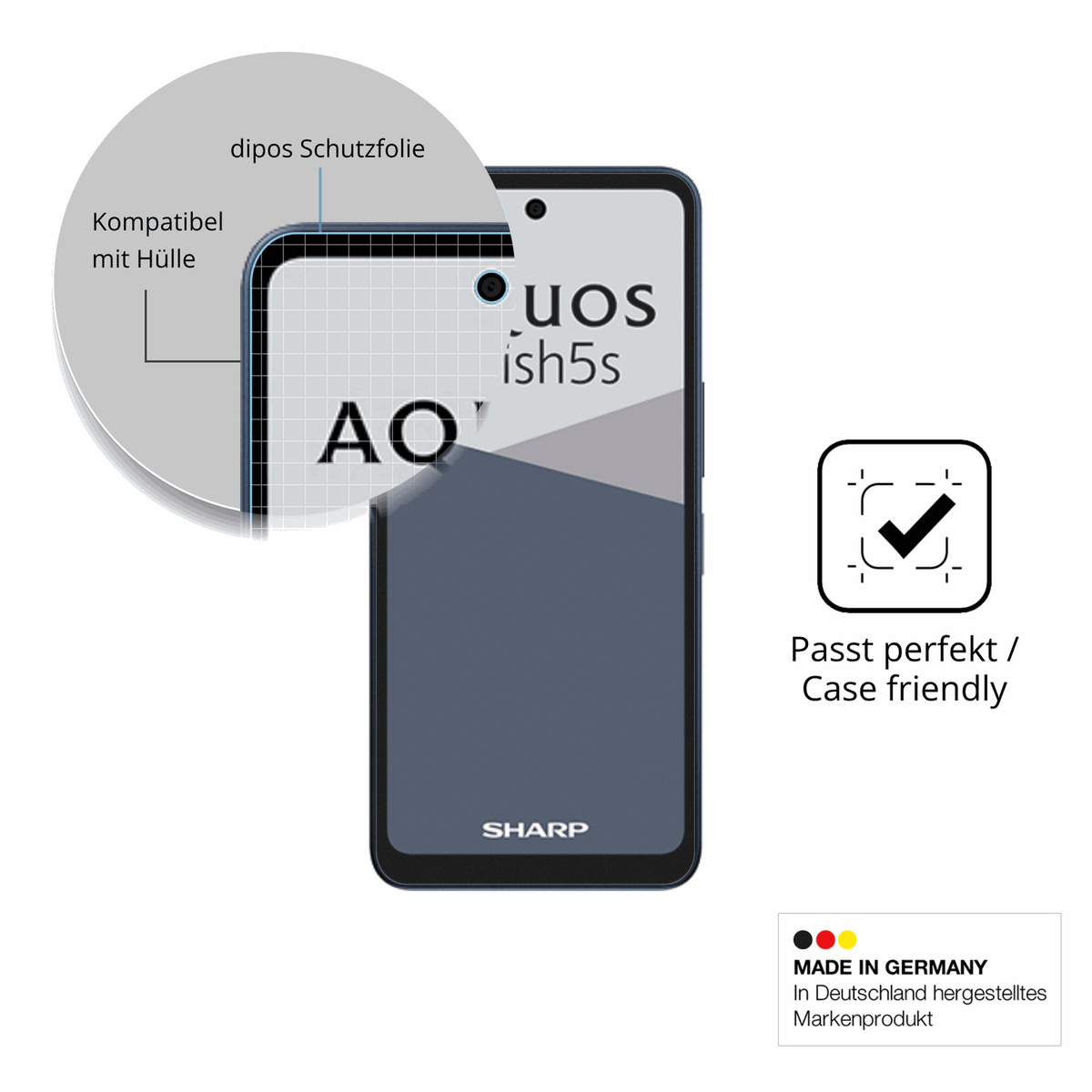 Schutzfolie mit optimaler Passform, zur Verwendung mit Hüllen geeignet