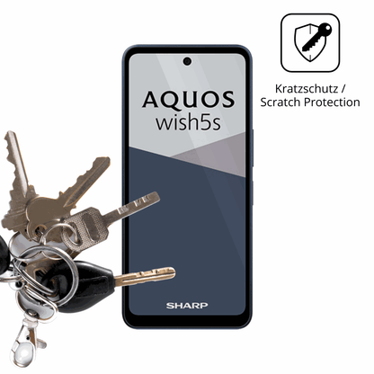 Schutz gegen Kratzer auf dem Sharp Aquos wish5s Glas durch Schlüssel oder Ähnliches