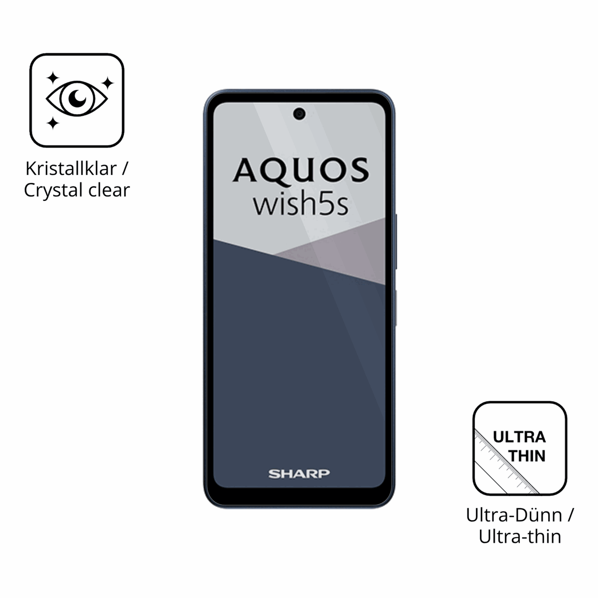 Dünne und klare Folie passend zugeschnitten für Sharp Aquos wish5s