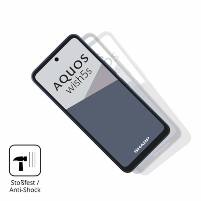 Schutz gegen Kratzer auf dem Sharp Aquos wish5s Glas durch Schlüssel, Stöße gegen die Tischkante oder Stürze