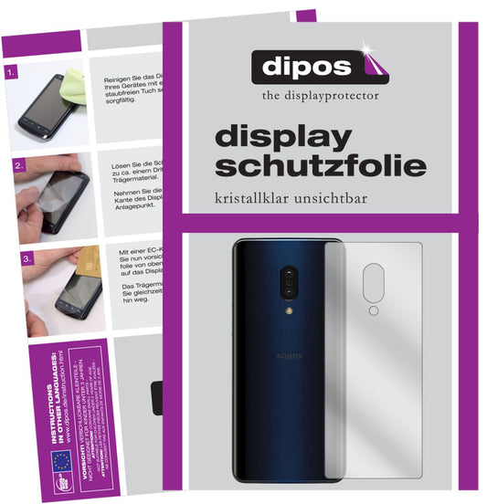 Klare Displayschutzfolie von dipos passend für Sharp Aquos Zero 2 Rückseite, präziser Zuschnitt und blasenfrei montiert