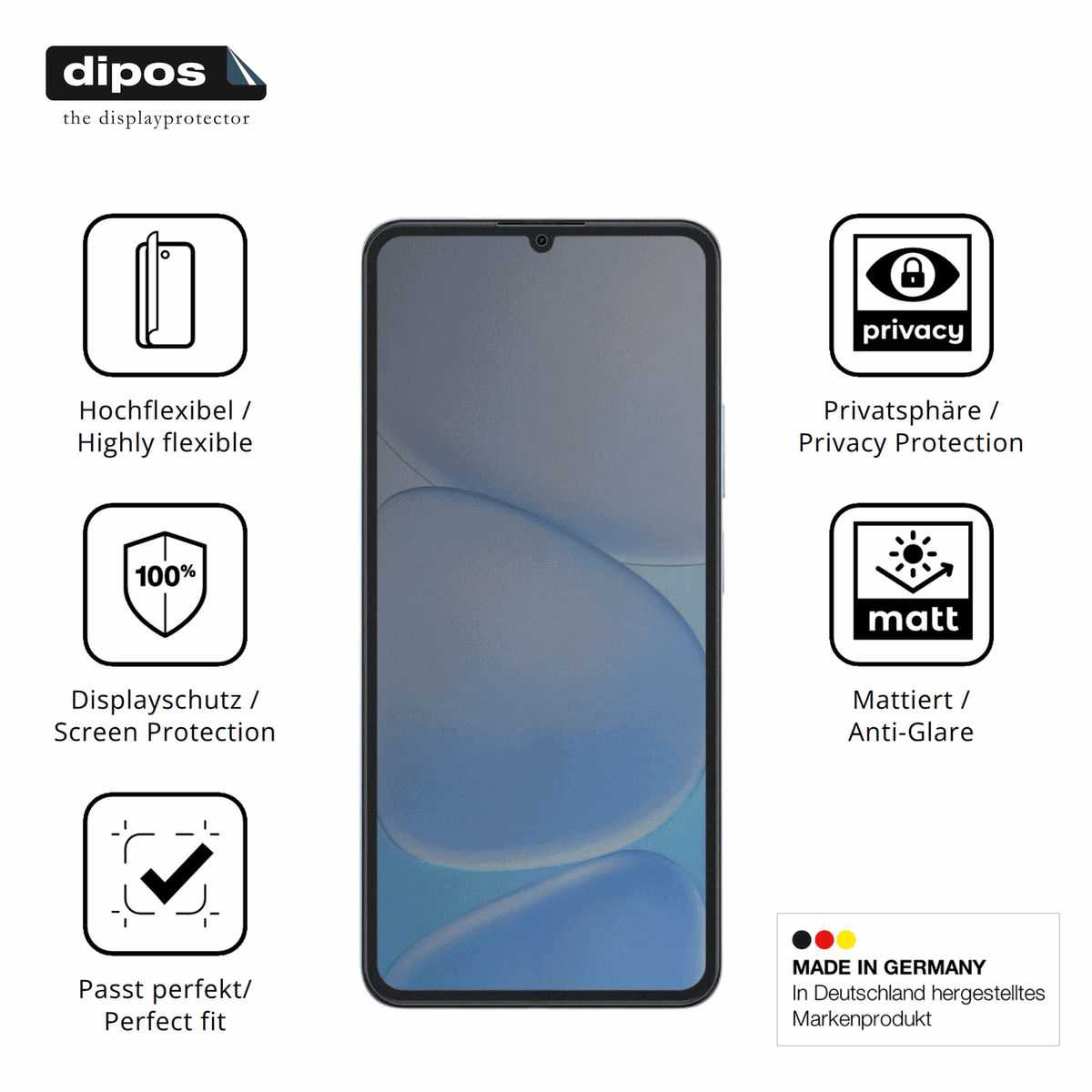 Flexible TPU-Folie passend zugeschnitten für Realme Note 80, mit Privatsphäre-Schutz durch Sichtschutz-Folie