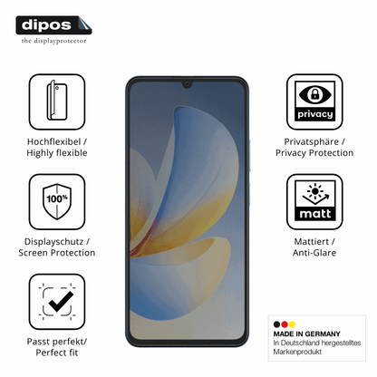Flexible TPU-Folie passend zugeschnitten für Realme P4 Lite, mit Privatsphäre-Schutz durch Sichtschutz-Folie
