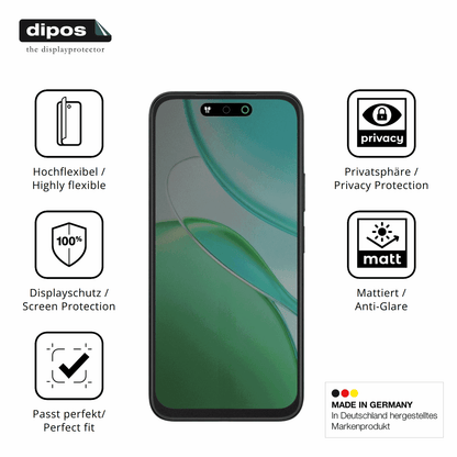 Flexible TPU-Folie passend zugeschnitten für Vivo T5x, mit Privatsphäre-Schutz durch Sichtschutz-Folie