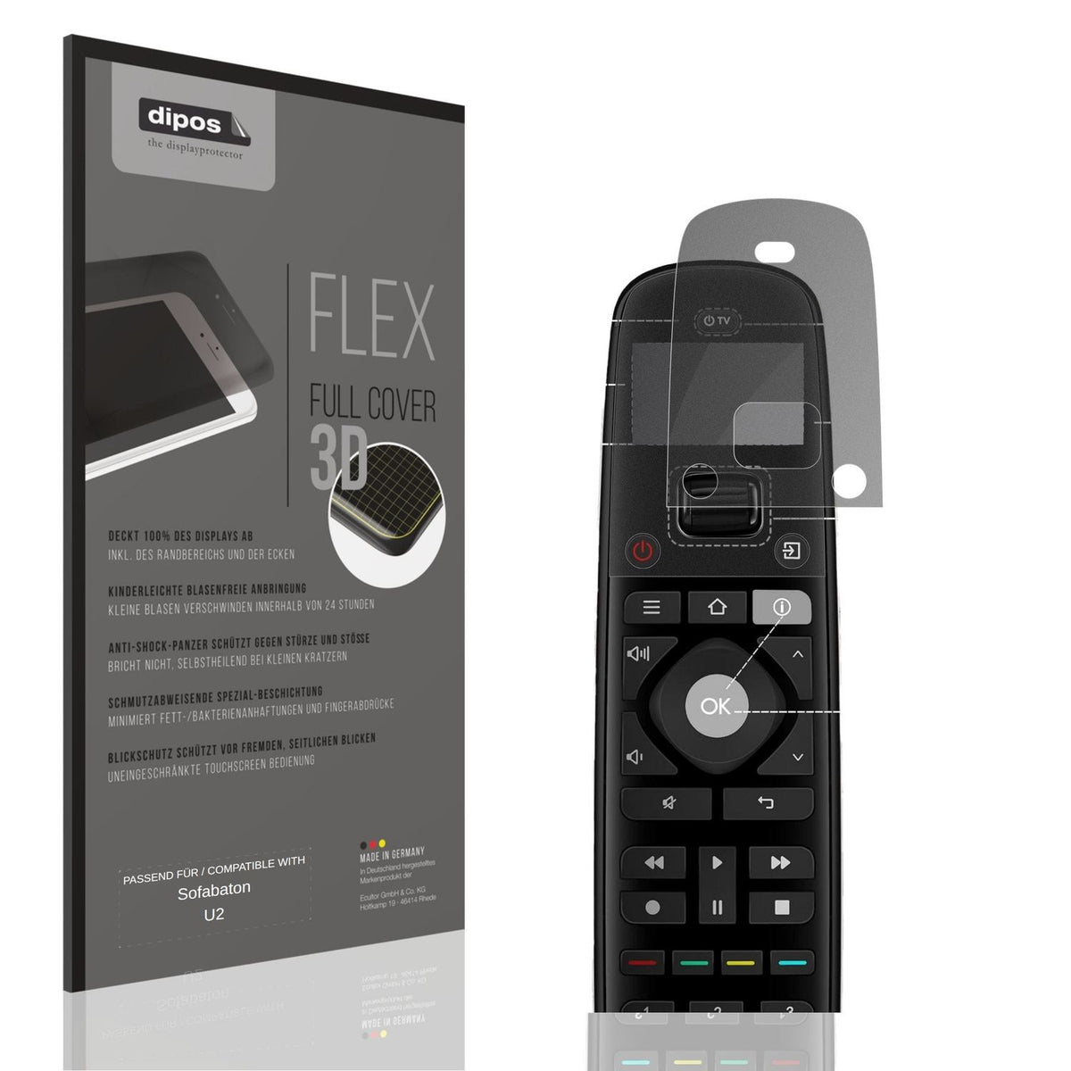 Blickschutzfolie von dipos passend für Sofabaton U2, 100% Displayabdeckung und blasenfreie Montage
