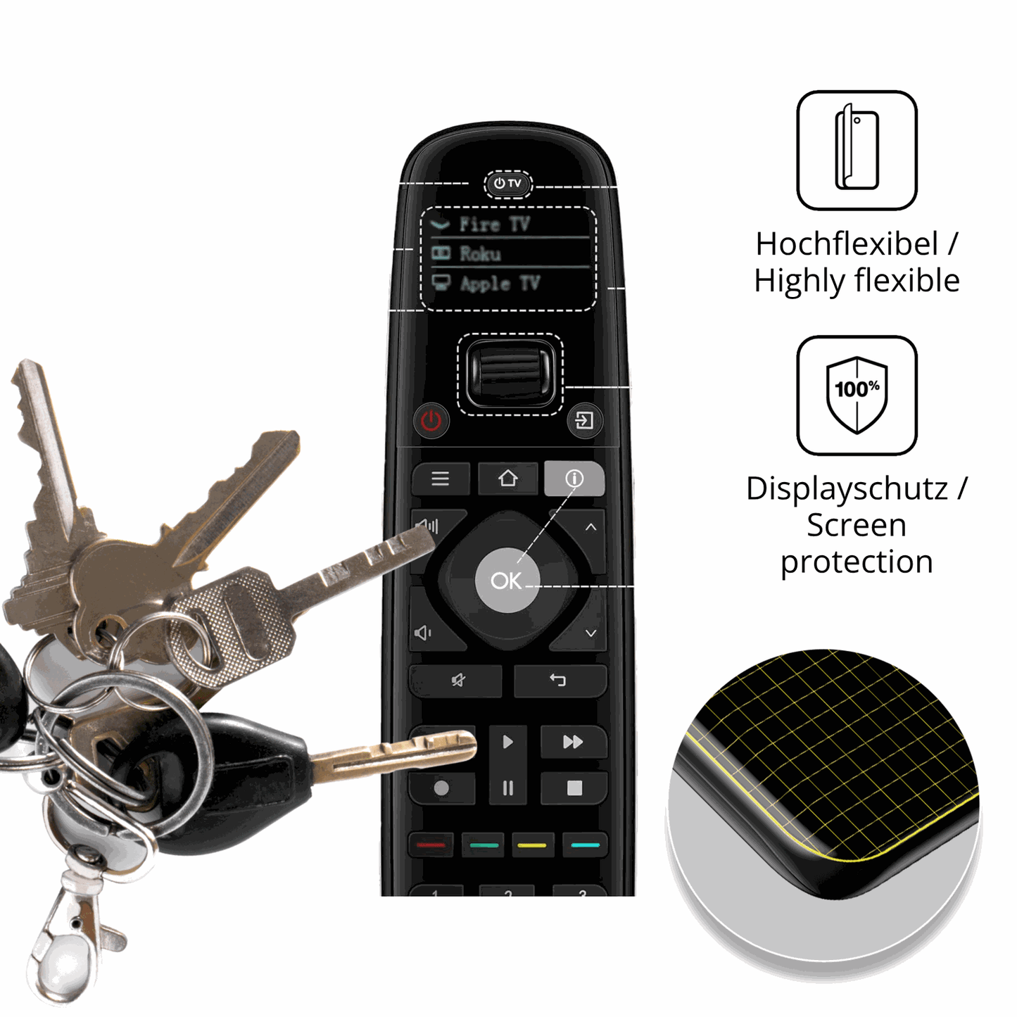 dipos Displayschutz für Sofabaton U2, transparente Oberfläche, geringe Dicke und perfekte Passform