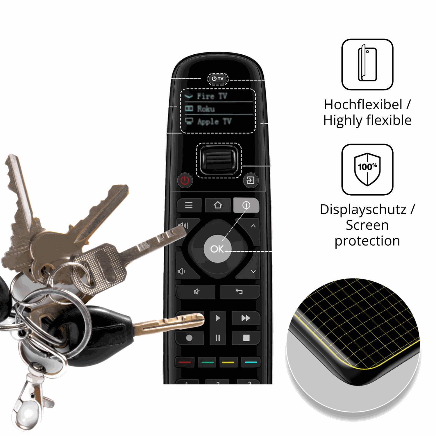 dipos Displayschutz für Sofabaton U2, transparente Oberfläche, geringe Dicke und perfekte Passform