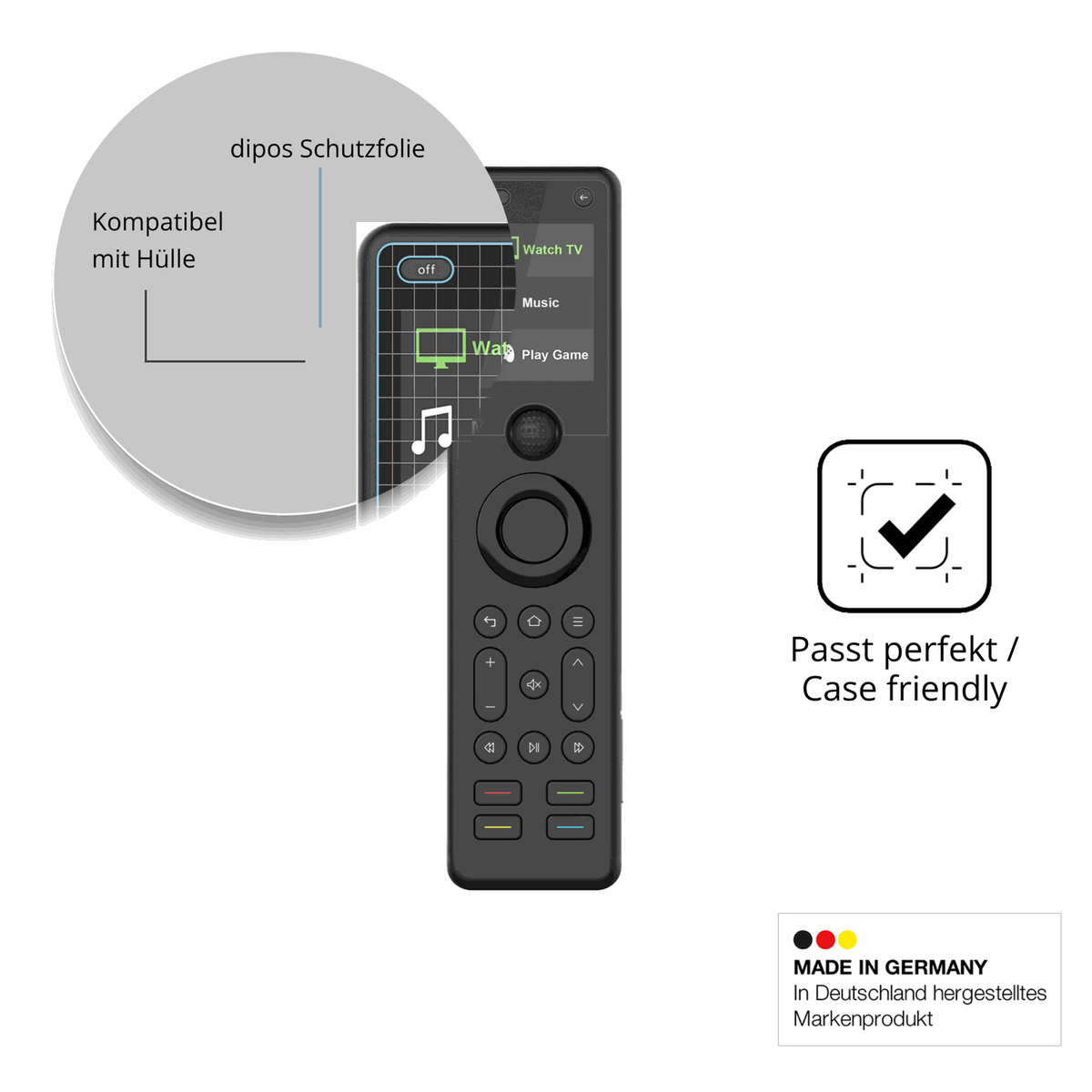 Schutzfolie mit optimaler Passform, zur Verwendung mit Hüllen geeignet