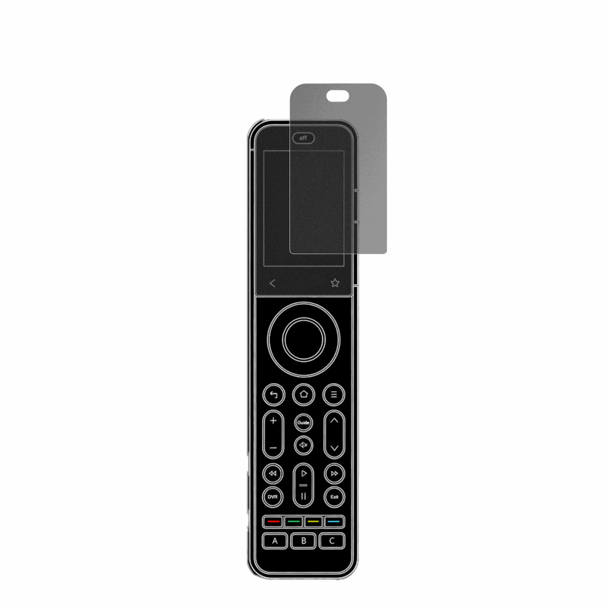 SofabatonX2 mit aufgebrachtem dipos Displayschutz, der seitliche Einblicke blockiert