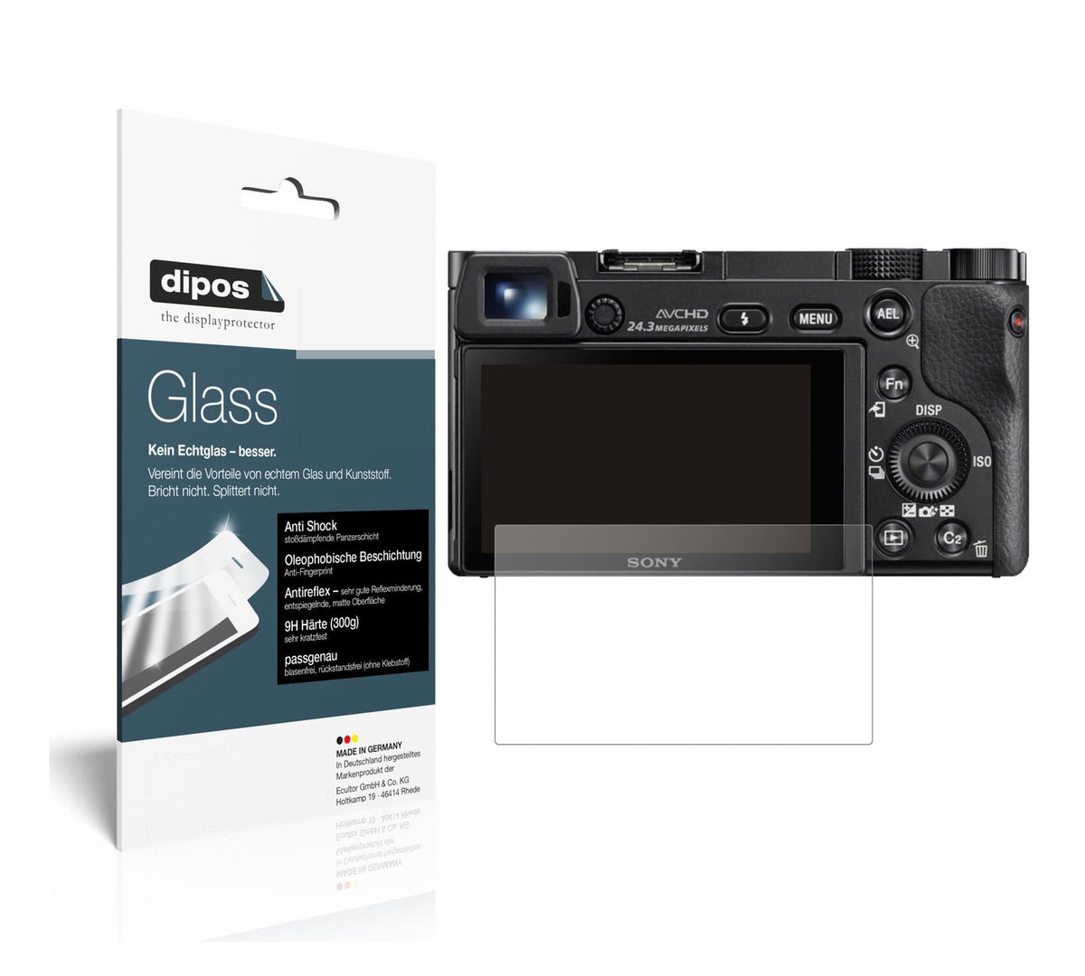 Matte Displayschutzfolie von dipos passend für Sony Alpha 6400, 9H kratzfest und blasenfrei montiert