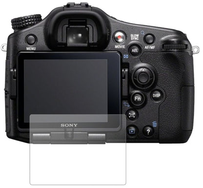 SonyAlpha 77 V mit aufgebrachter dipos Panzerfolie, die lästige Fingerabdrücke minimiert