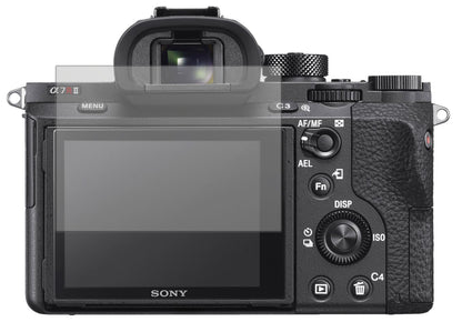 SonyAlpha 7S II mit aufgebrachter dipos Displayschutzfolie, die lästige Fingerabdrücke minimiert