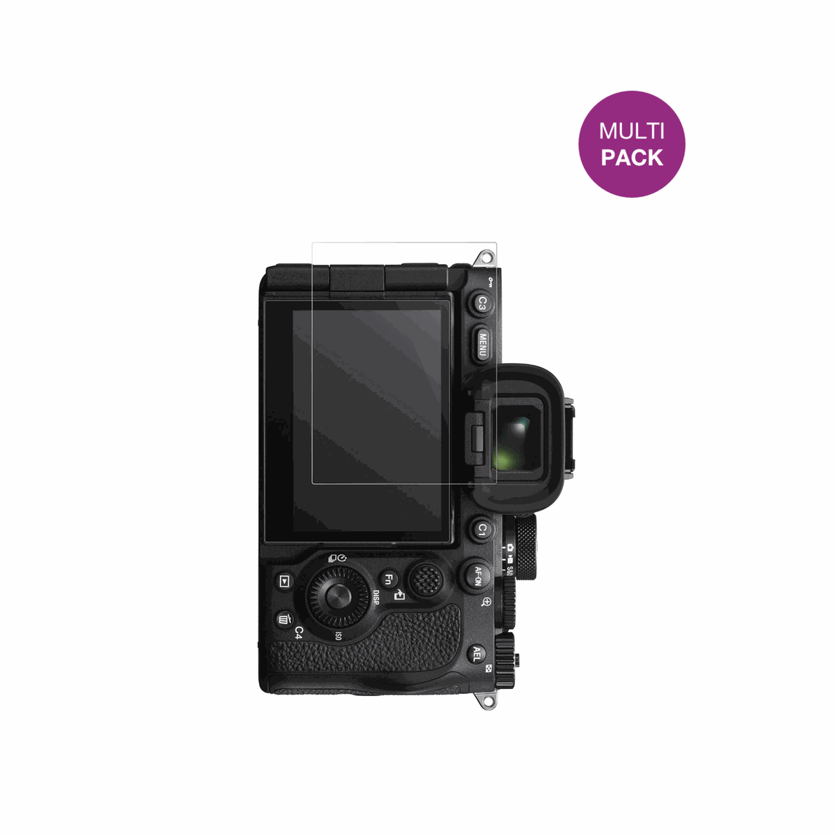 SonyAlpha 7 V mit aufgebrachter dipos Displayschutzfolie, glasklare Darstellung ohne Einschränkungen