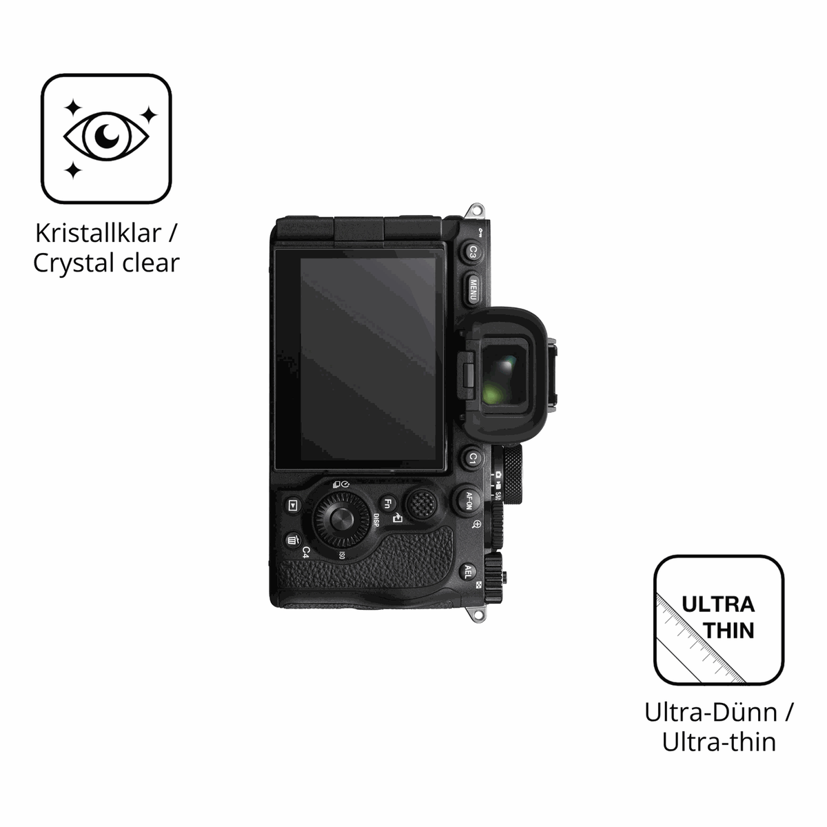 Dünne und klare Folie passend zugeschnitten für Sony Alpha 7 V
