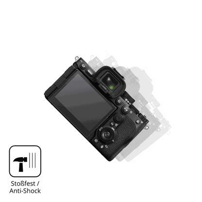 Schutz gegen Kratzer auf dem Sony Alpha 7 V Glas durch Schlüssel, Stöße gegen die Tischkante oder Stürze