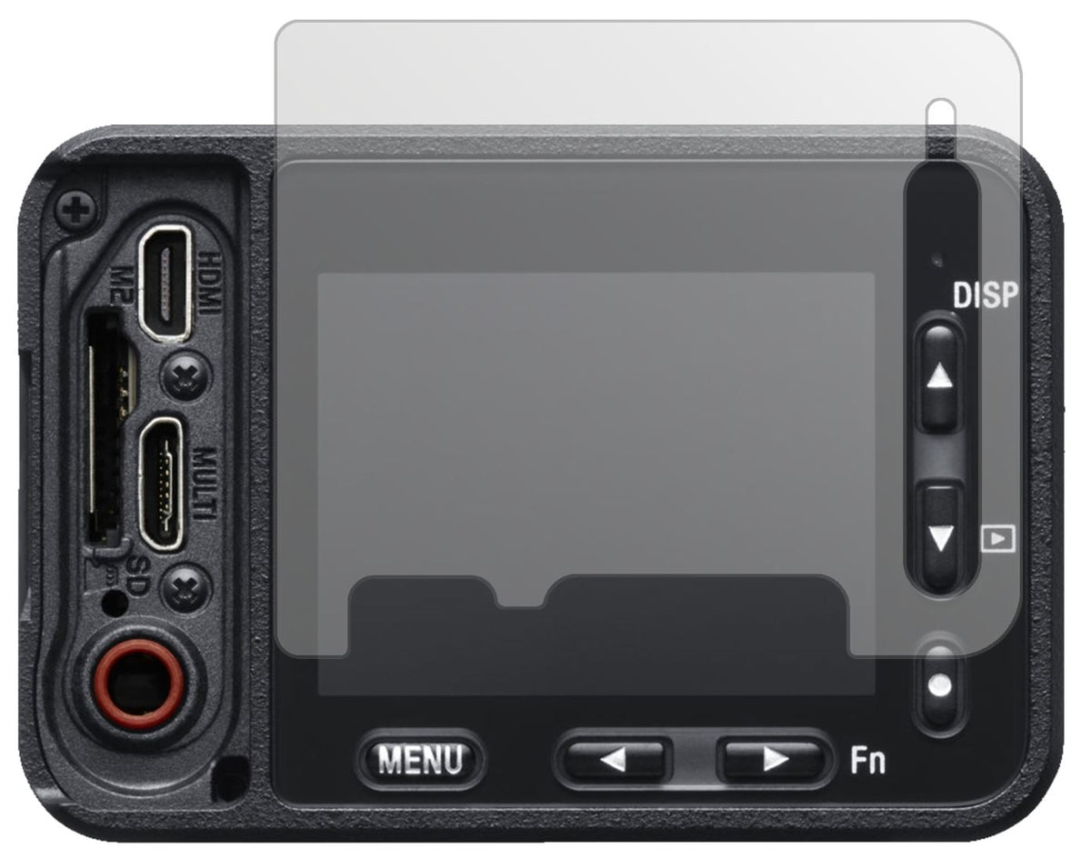 SonyCyber-Shot DSC-RX 0 mit aufgebrachter dipos Displayschutzfolie, die lästige Fingerabdrücke minimiert