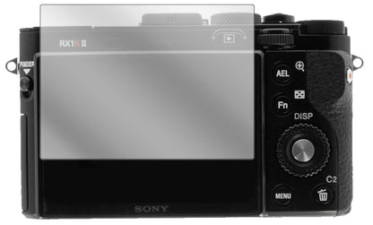 SonyCyber-Shot DSC-RX100 VII mit aufgebrachter dipos Displayschutzfolie, glasklare Darstellung ohne Einschränkungen