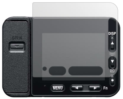 SonyDSC-RX0 II mit aufgebrachter dipos Displayschutzfolie, die lästige Fingerabdrücke minimiert