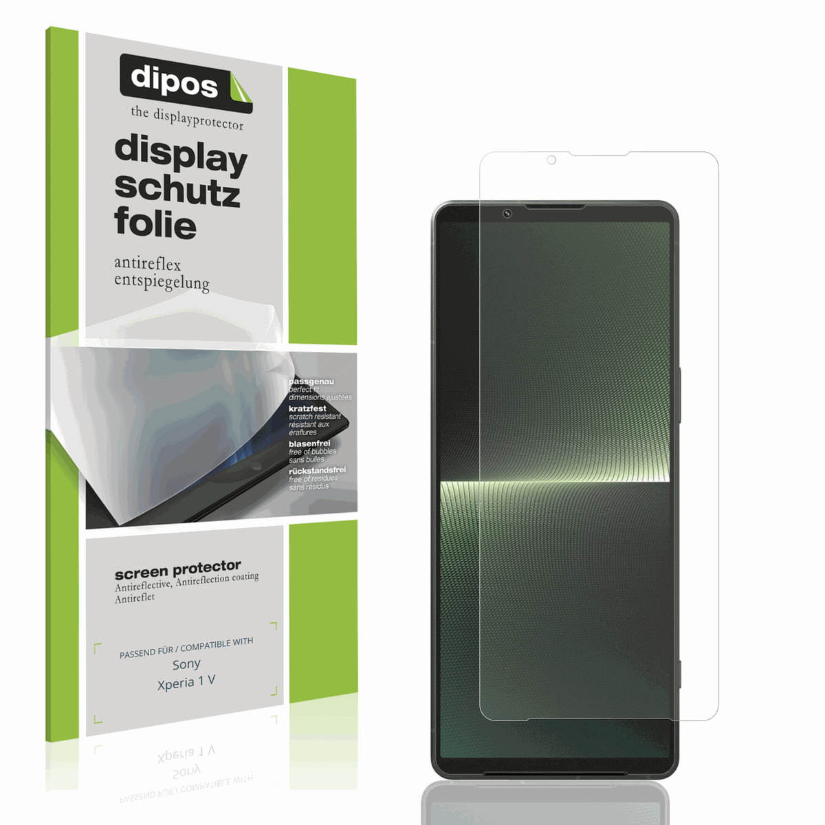 Matte Displayschutzfolie von dipos passend für Sony Xperia 1 V, präziser Zuschnitt und blasenfrei montiert