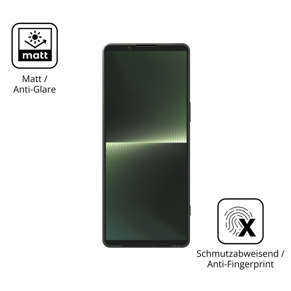 Dünne und entspiegelnde Folie passend zugeschnitten für Sony Xperia 1 V