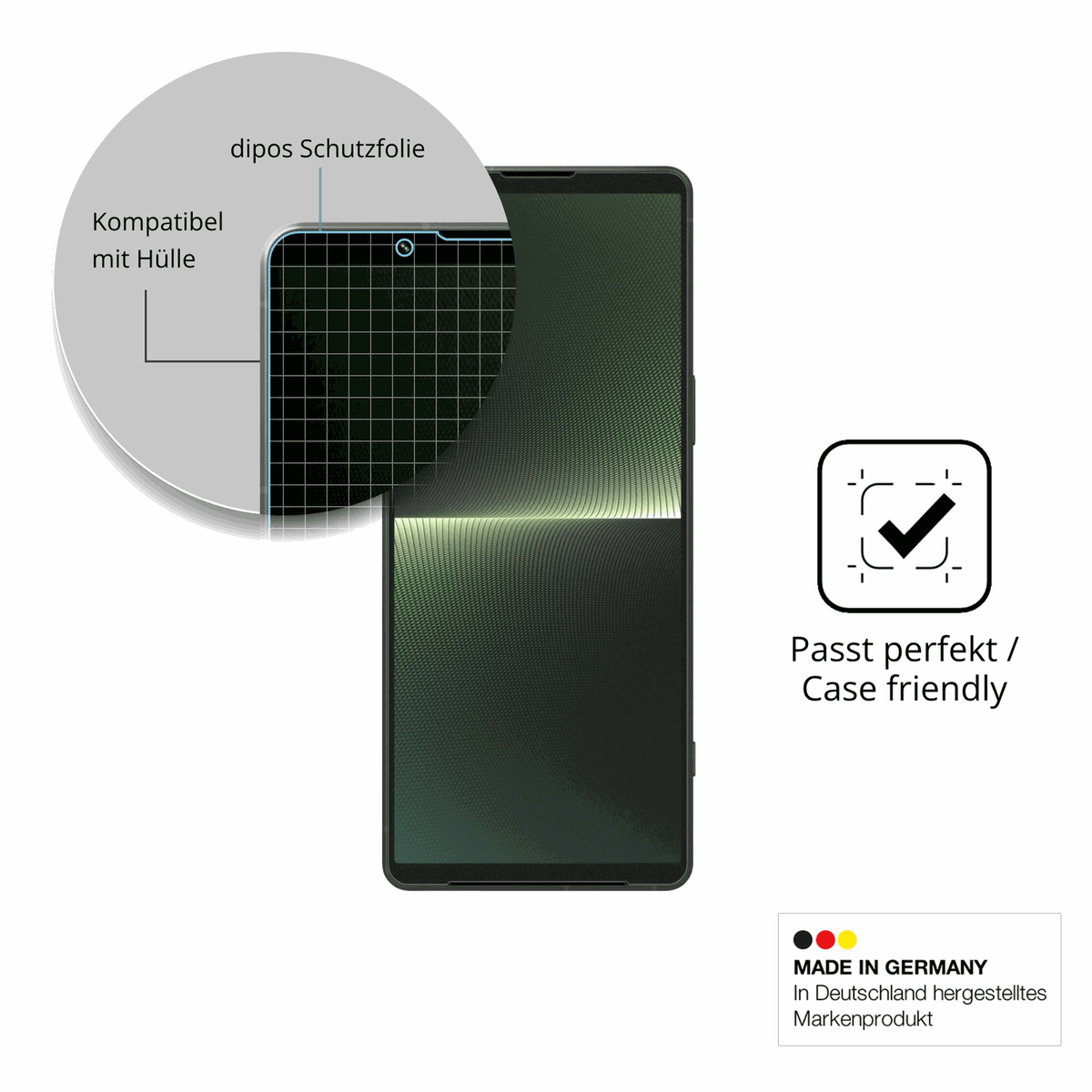 Schutzfolie mit optimaler Passform, zur Verwendung mit Hüllen geeignet