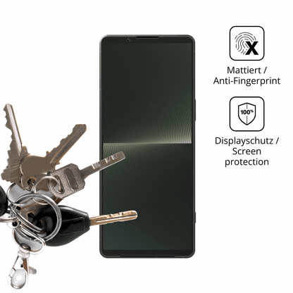 dipos Displayschutz für Sony Xperia 1 V, mattierte Oberfläche, Blickschutzfilter und perfekter Passform