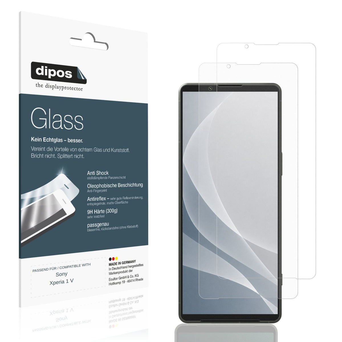 Matte Displayschutzfolie von dipos passend für Sony Xperia 1 V, 9H kratzfest und blasenfrei montiert