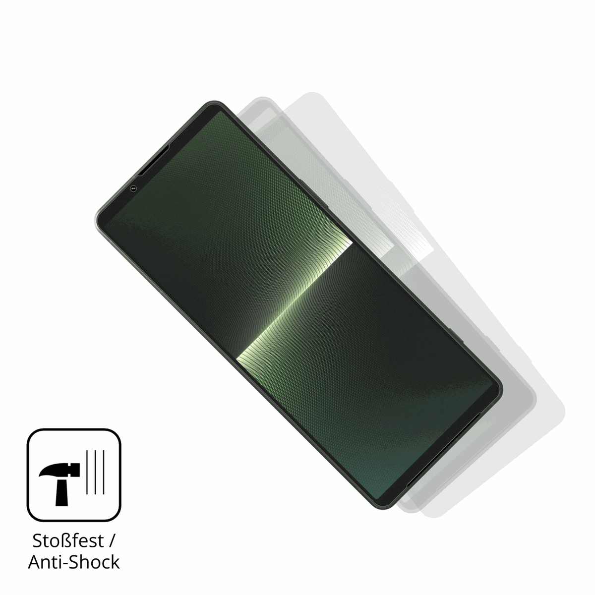 Schutz gegen Kratzer auf dem Sony Xperia 1 V Glas durch Schlüssel, Stöße gegen die Tischkante oder Stürze