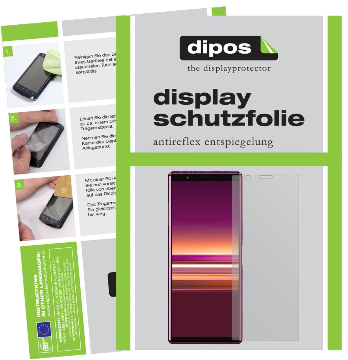 Matte Displayschutzfolie von dipos passend für Sony Xperia 5, präziser Zuschnitt und blasenfrei montiert