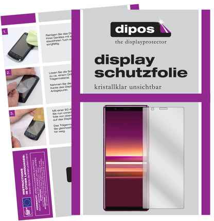 Klare Displayschutzfolie von dipos passend für Sony Xperia 5, präziser Zuschnitt und blasenfrei montiert