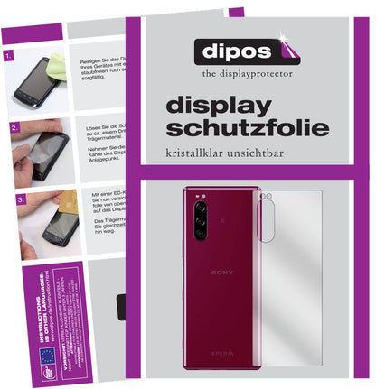 Klare Displayschutzfolie von dipos passend für Sony Xperia 5 Rückseite, präziser Zuschnitt und blasenfrei montiert