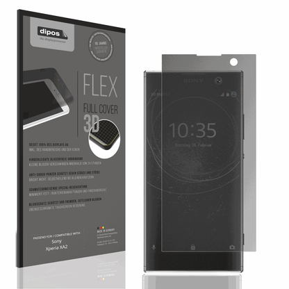 Blickschutzfolie von dipos passend für Sony Xperia XA2, 100% Displayabdeckung und blasenfreie Montage