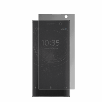 SonyXperia XA2 mit aufgebrachter dipos Flex Schutzfolie, die seitliche Einblicke blockiert