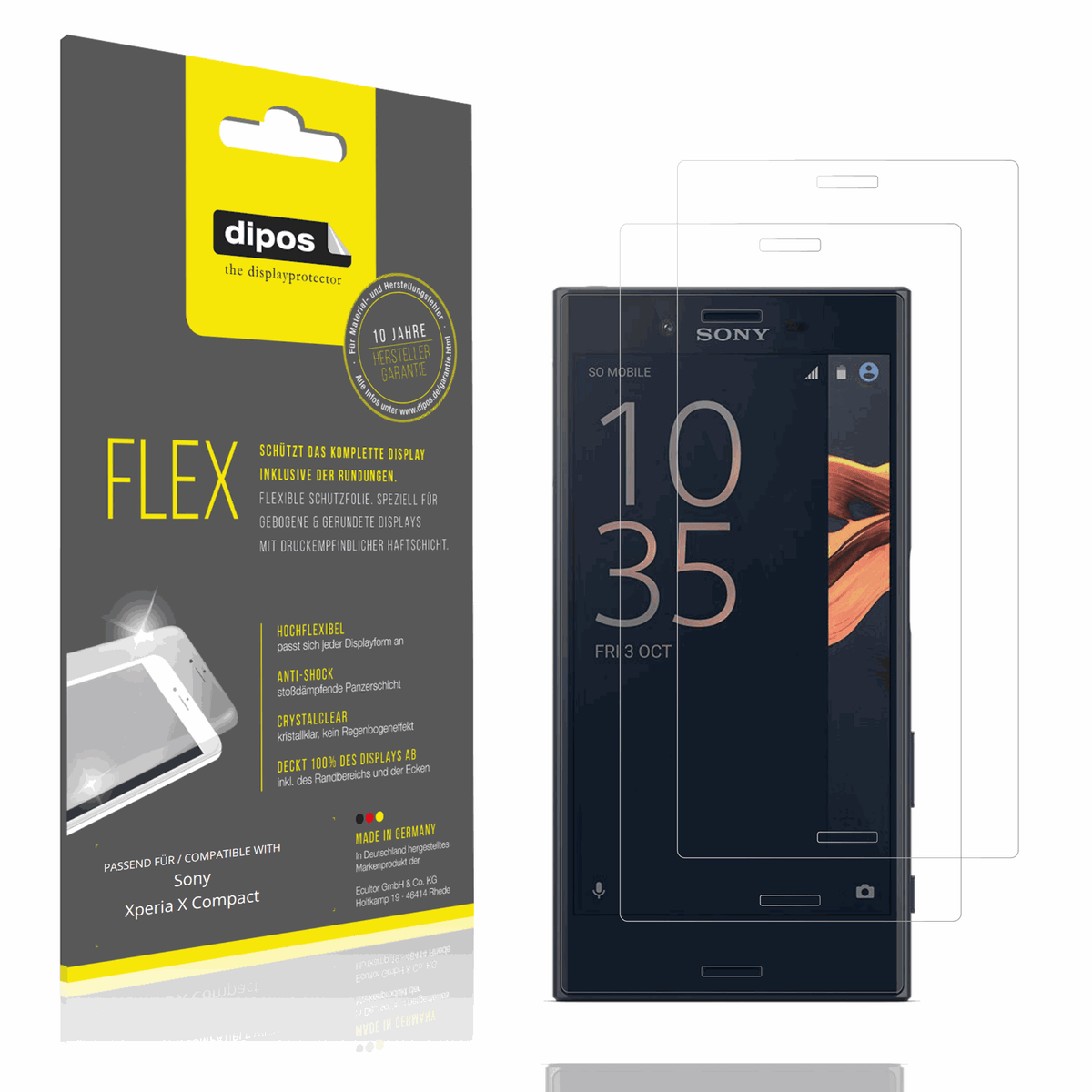 2x 3D Full Cover Schutzfolie für Sony Xperia X Compact