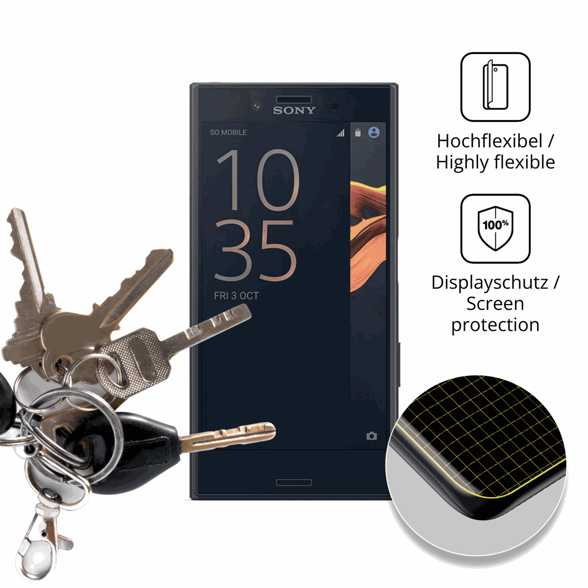 2x 3D Full Cover Schutzfolie für Sony Xperia X Compact