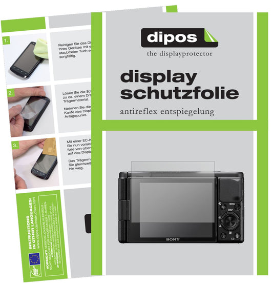 Matte Displayschutzfolie von dipos passend für Sony ZV-1, präziser Zuschnitt und blasenfrei montiert