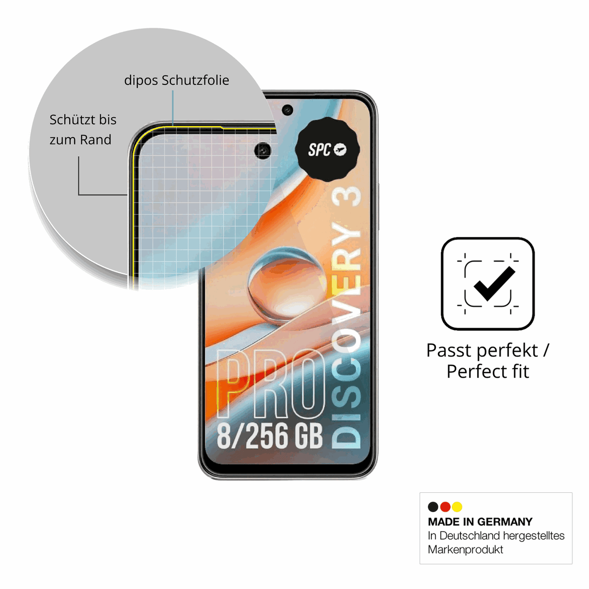 Schutzfolie mit optimaler Passform, zur Verwendung mit Hüllen geeignet
