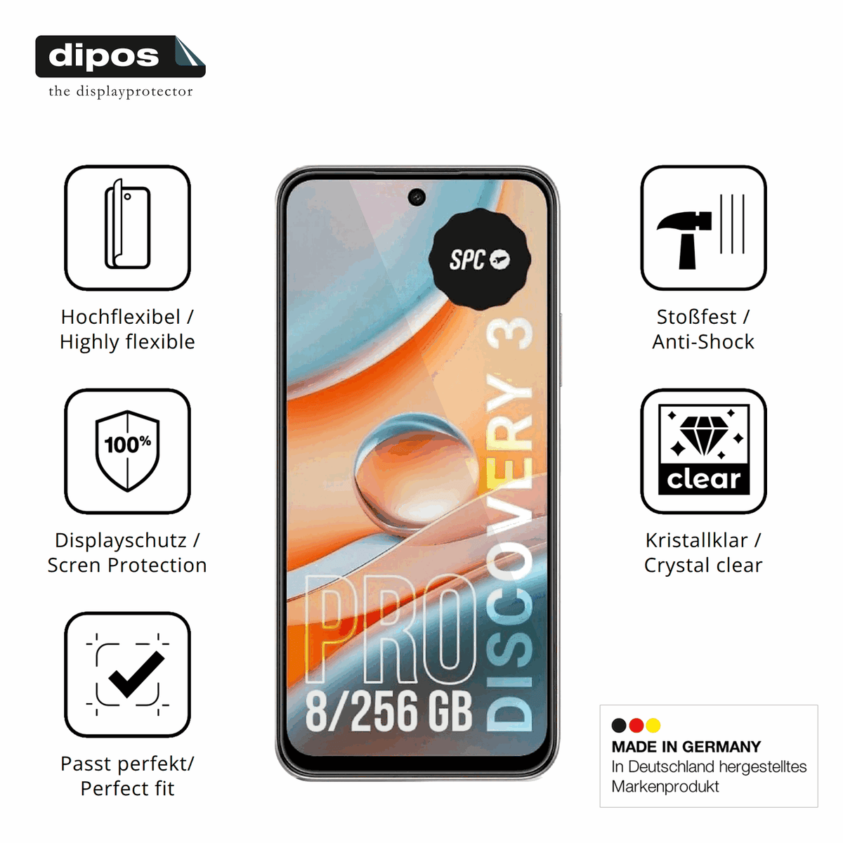 Displayschutz hergestellt in Deutschland, höchste Qualität made in Germany