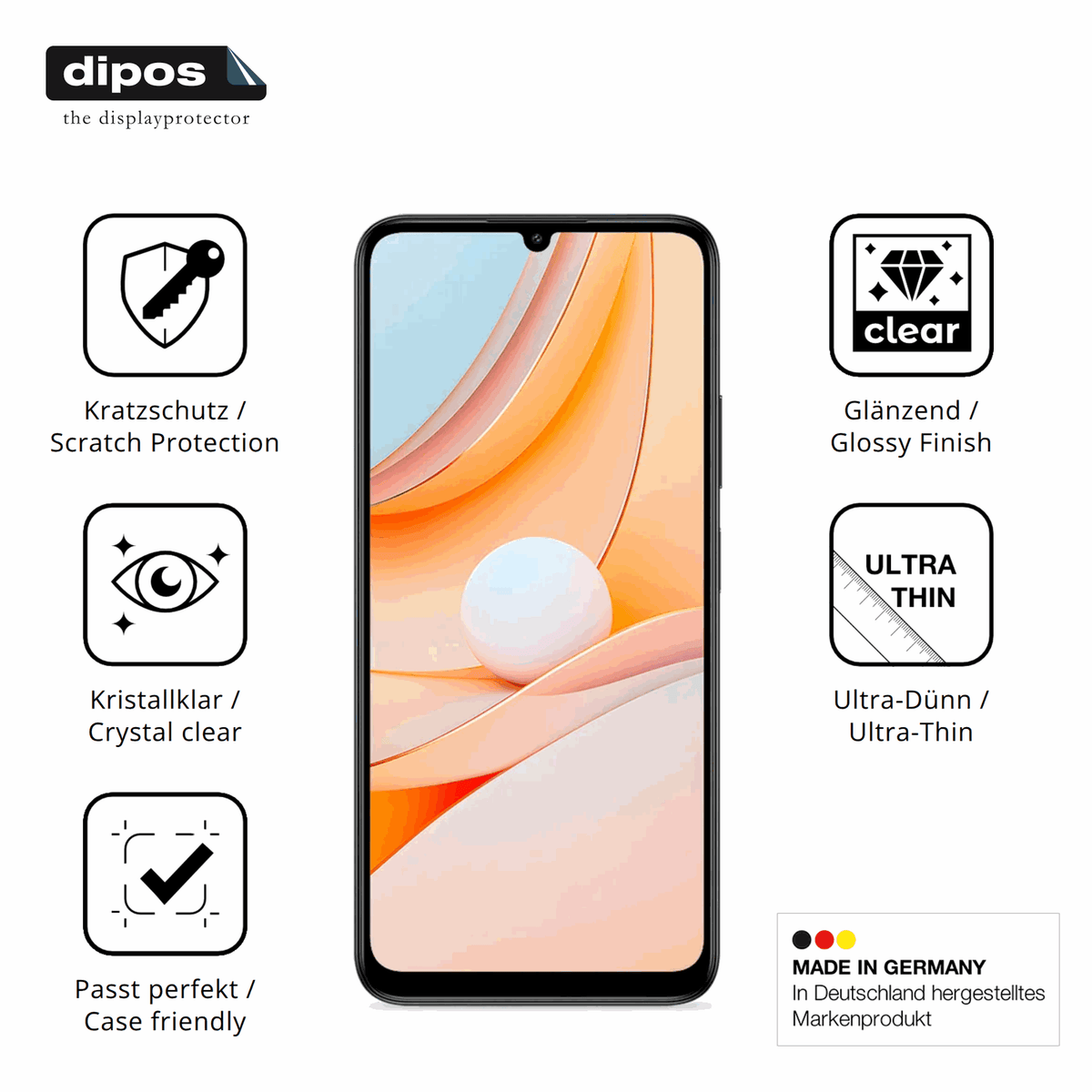Displayschutz hergestellt in Deutschland, höchste Qualität made in Germany