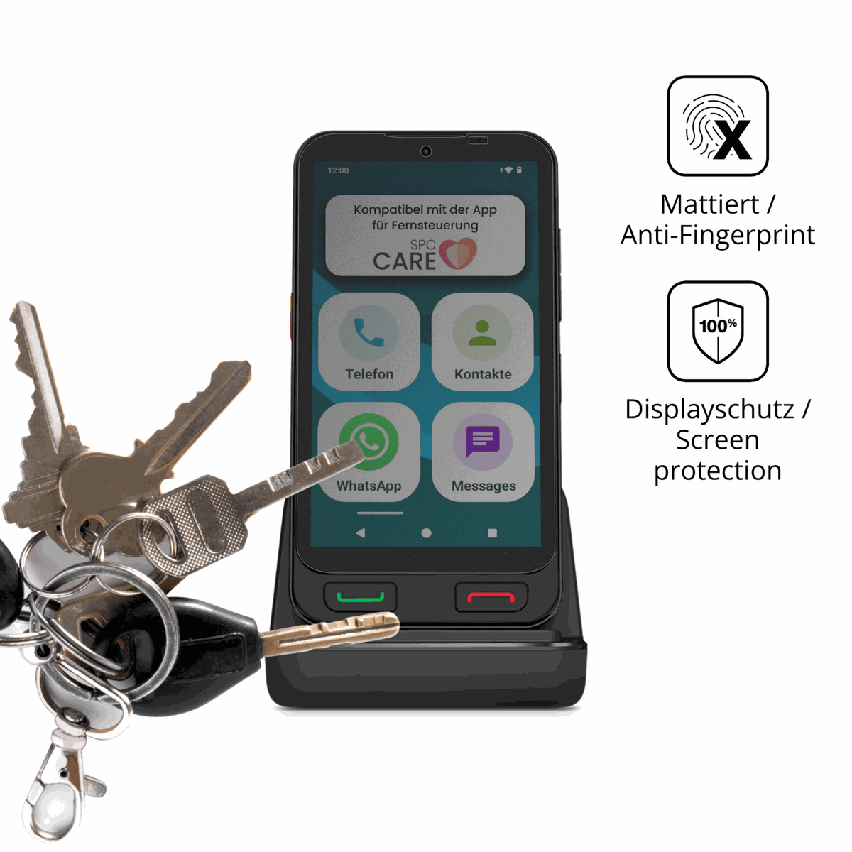 dipos Displayschutz für SPC Zeus 2, mattierte Oberfläche, Blickschutzfilter und perfekter Passform