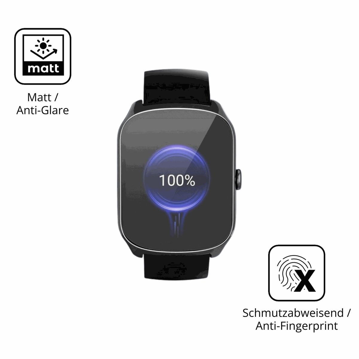 Dünne und entspiegelnde Folie passend zugeschnitten für steceis68 1.95 smartwatch
