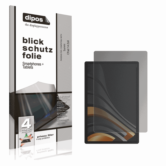 Blickschutzfolie von dipos passend für Sunmi CPad 14 Zoll, präziser Zuschnitt und blasenfrei montiert
